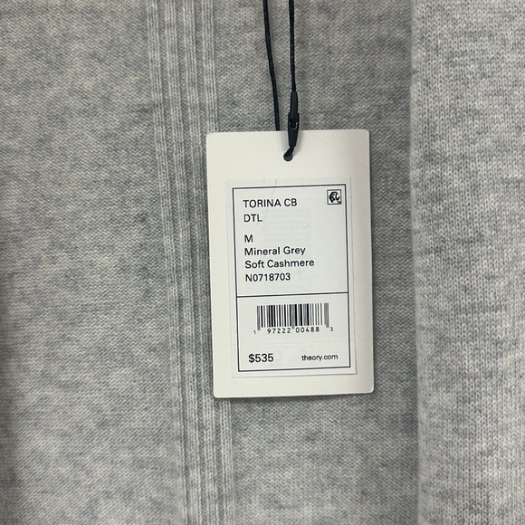 Theory Torino Cashmere Long Cardigan in Mineral Grey. - Picture 7 of 8